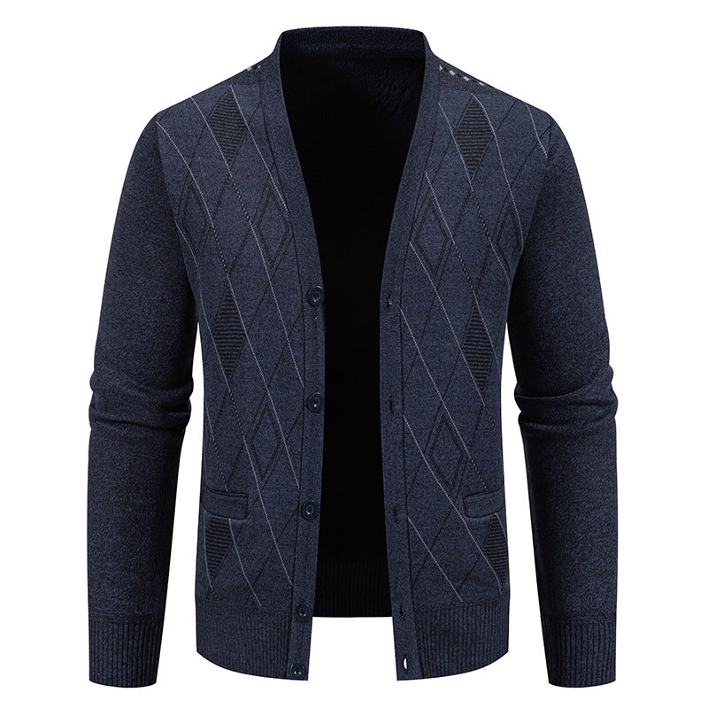 Herren Strickjacke mit eleganter Rautenstruktur EB