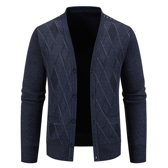 Herren Strickjacke mit eleganter Rautenstruktur EB