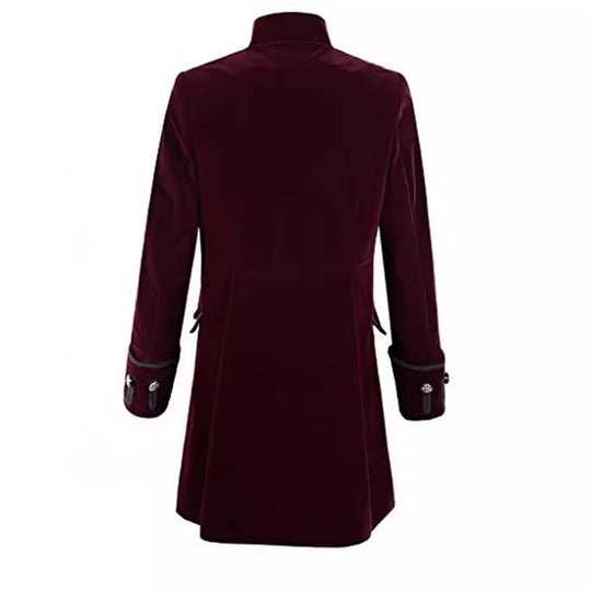 Damen eleganter Samtmantel mit dekorativen Knöpfen EB