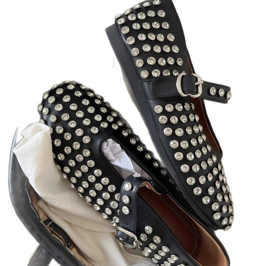 Damen Ballerinas mit funkelnden Strassverzierungen EB