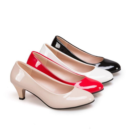 Damen elegante Lackleder-Pumps mit komfortablem Blockabsatz EB