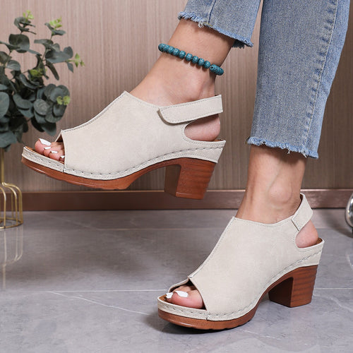 Damen Clogs mit elegantem offenes Design und komfortablem Blockabsatz EB