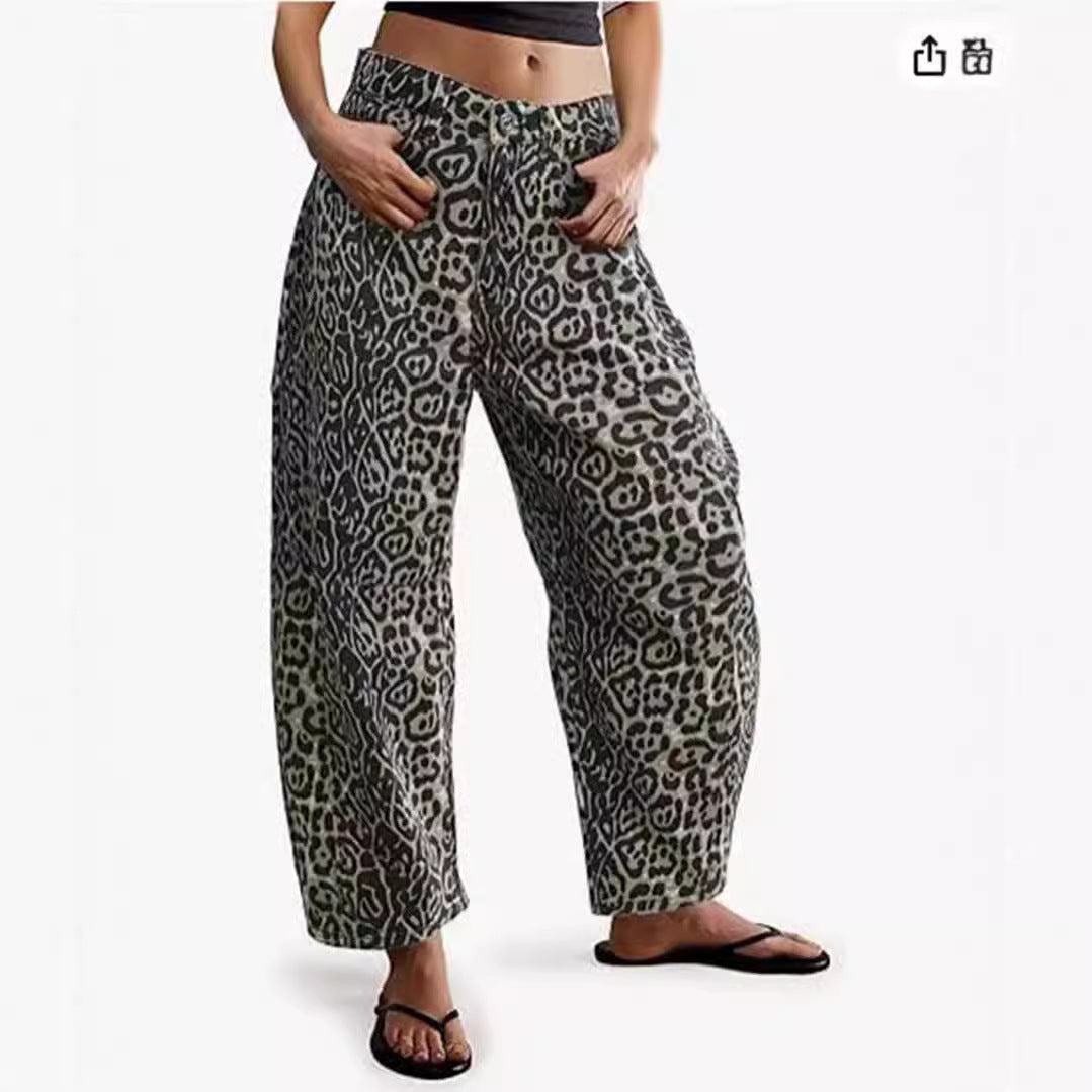 Damen Leichte Sommerhose im Leopardenmuster EB