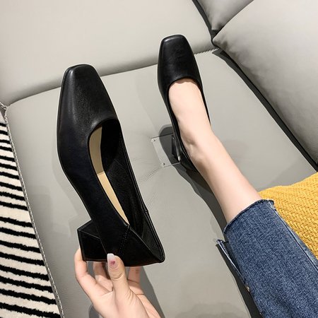 Damen elegante Blockabsatz-Pumps mit geschmeidiger Oberfläche EB