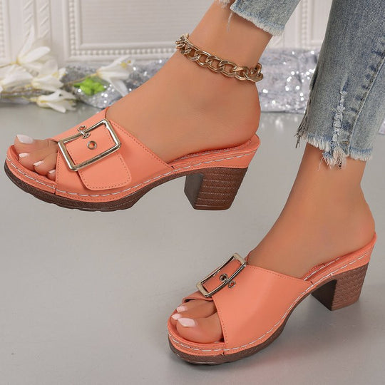Damen Elegante und bequeme Plateau-Sandalen mit dekorativem Schnallenverschluss EB