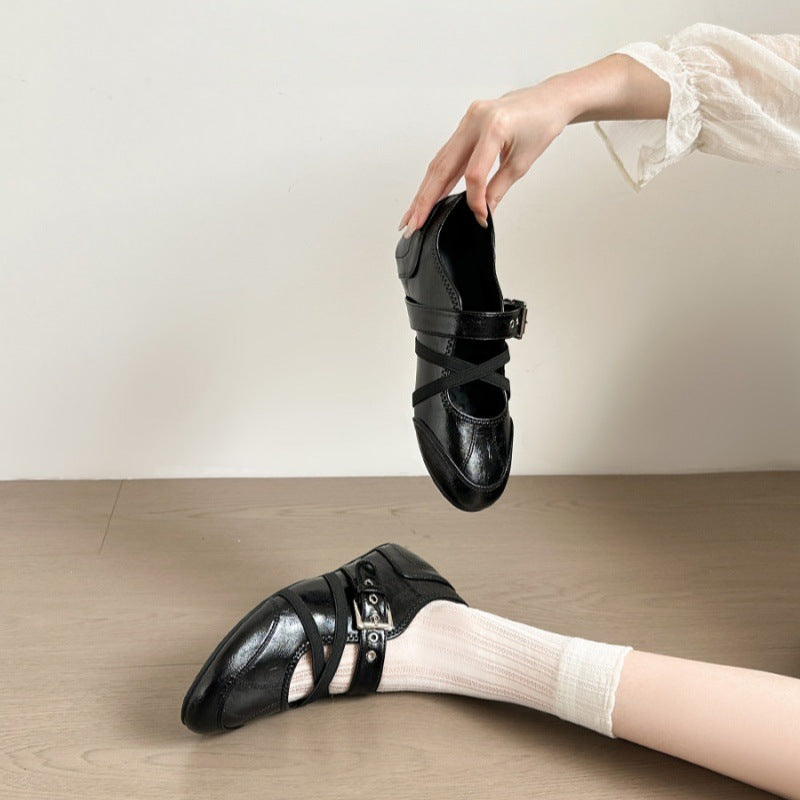 Damen elegante Mokassins mit modischen Schnallen-Details EB