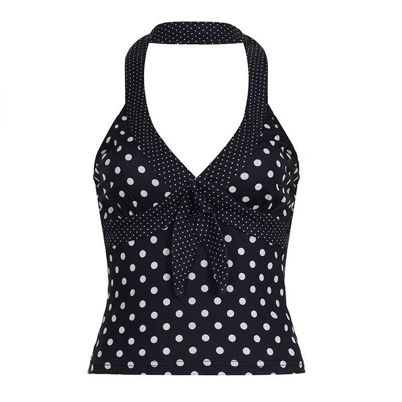 Damen Haltertop mit verspieltem Punkte-Design und einzigartigem Schnürdetail EB