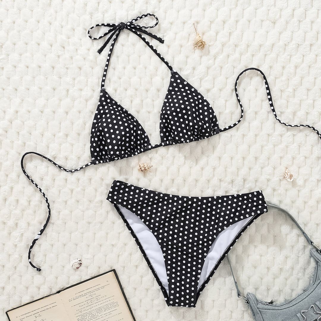 Damen Triangel-Bikini mit punktuellem Design EB