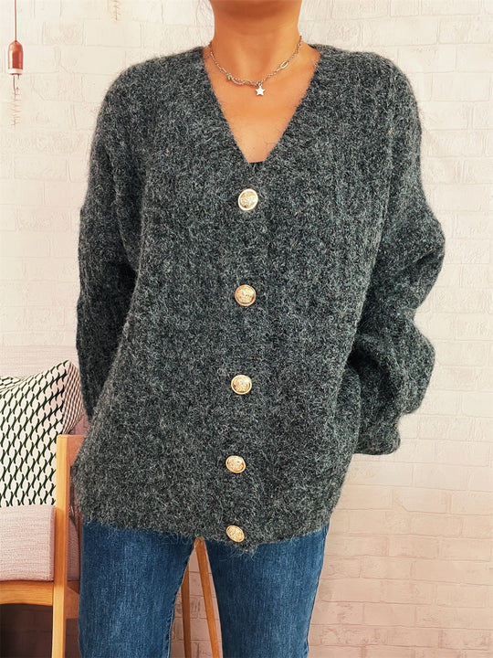 Damen Strickjacke mit luxuriöser Struktur und eleganten Knopfdetails EB