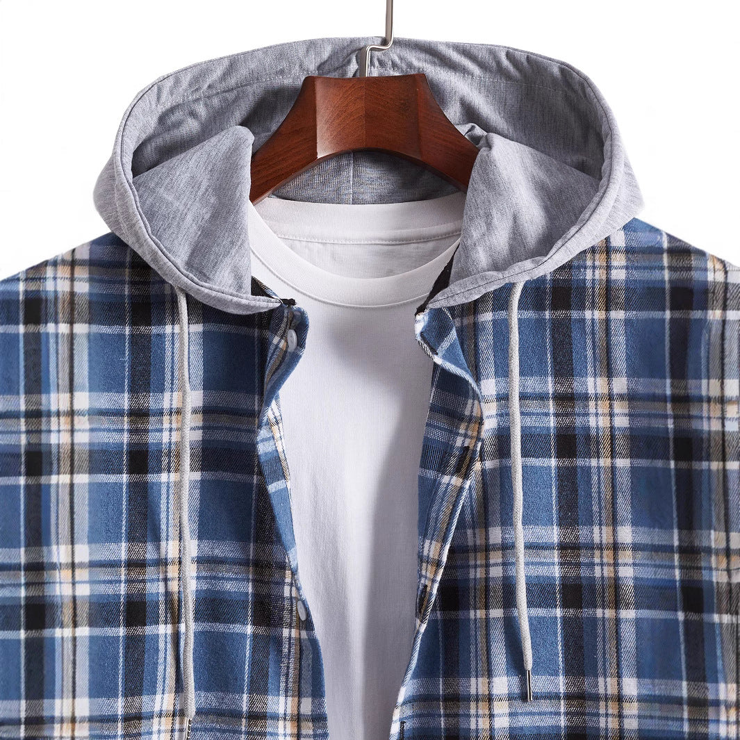 Herren Flanellhemd mit integrierter Kapuze EB
