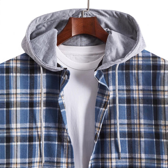 Herren Flanellhemd mit integrierter Kapuze EB