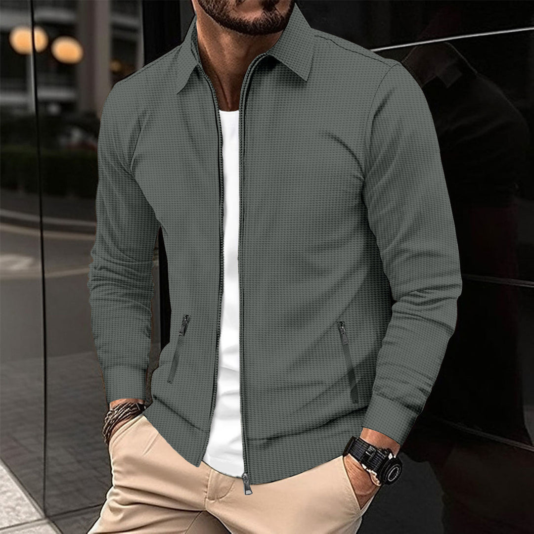 Herren modische Sweatjacke mit strukturierter Oberfläche und praktischen Reißverschlusstaschen EB