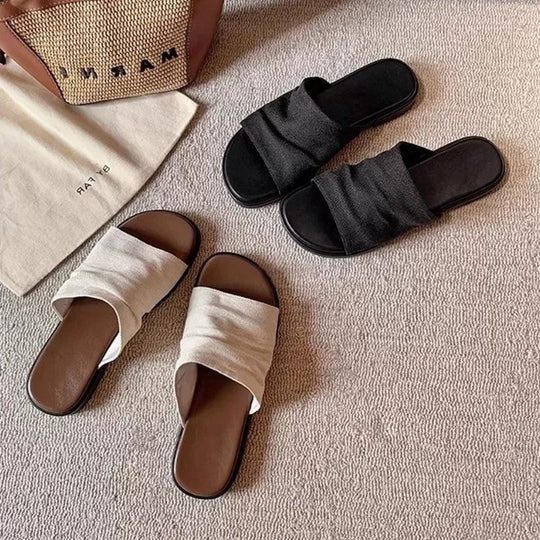 Damen Komfortable Zehentrenner-Sandalen mit breitem Riemendesign und ergonomischem Fußbett EB