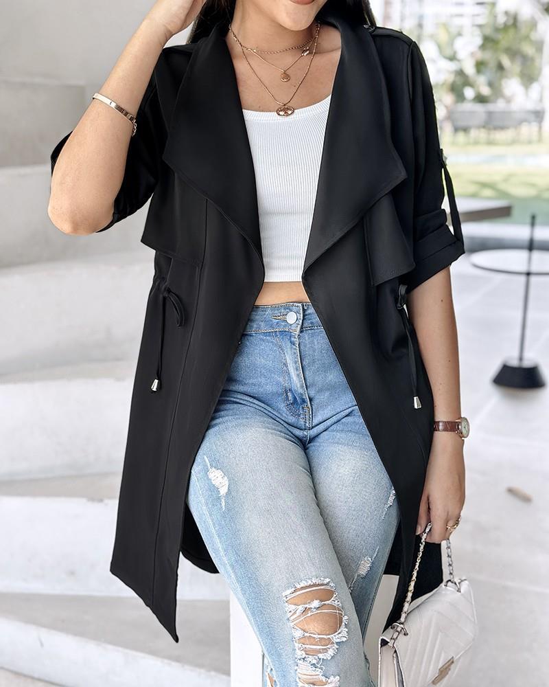 Damen Modische Trenchjacke mit lässigem Schnitt und praktischen Taschen EB