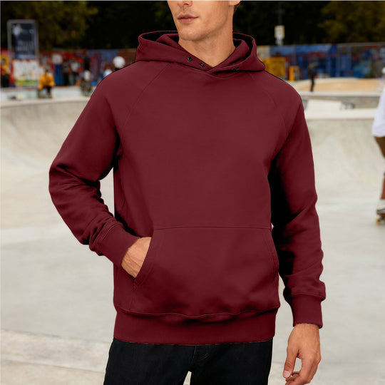 Herren nan Sweatstoff Kapuzenpullover mit Raglanärmeln, Kängurutasche und verstärktem Saum EB