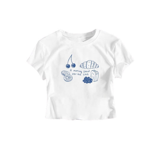 Damen T-Shirt mit kreativem Frühstücksdesign EB