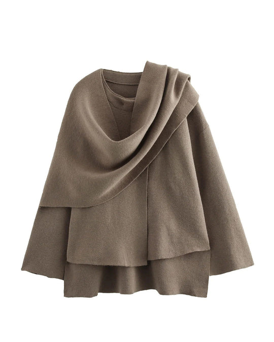 EB | Boulevard Asymmetrischer Schal Verkürzte Gestrickte Jacke
