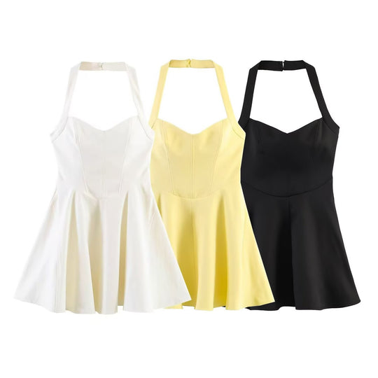 Damen A-Linien Kleid mit Halterneck und figurbetonter Silhouette EB