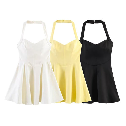 Damen A-Linien Kleid mit Halterneck und figurbetonter Silhouette EB