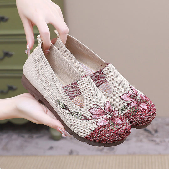 Damen Bequeme und stilvolle Slip-On Freizeitschuhe mit floralem Design EB