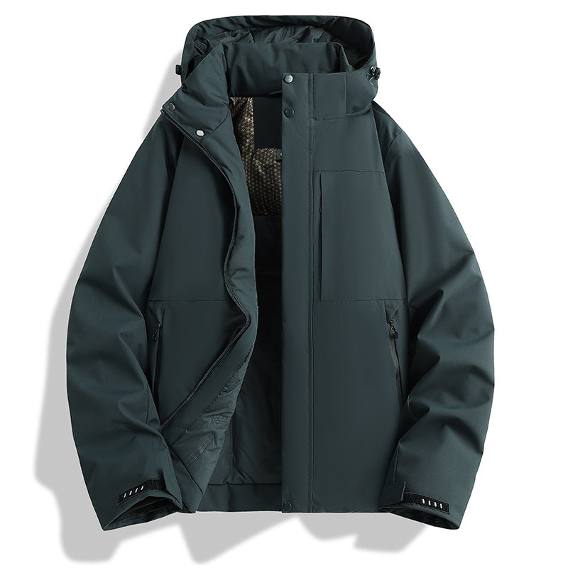 Damen wattierte Kapuzen-Outdoorjacke mit winddichter Membran und isolierendem Thermofutter EB