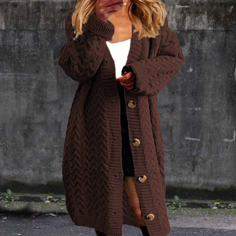 Damen Grobstrick Cardigan mit Knopfdetails und strukturiertem Muster EB