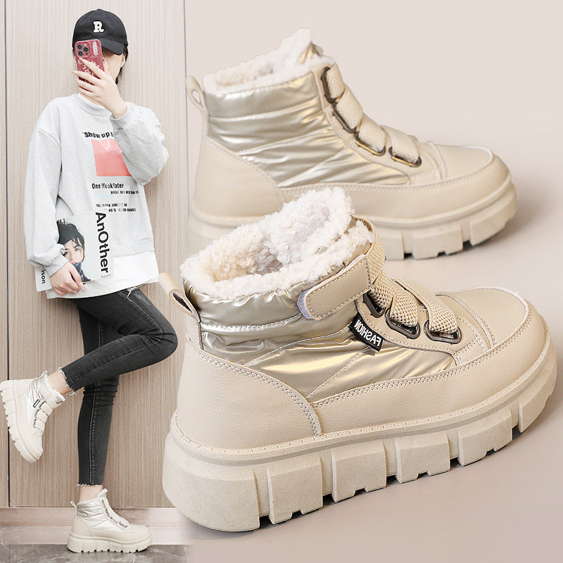 Damen Winterstiefel mit warmem Fleece-Futter und praktischen Klettverschlüssen EB