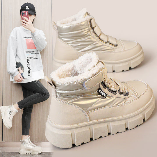 Damen Winterstiefel mit warmem Fleece-Futter und praktischen Klettverschlüssen EB