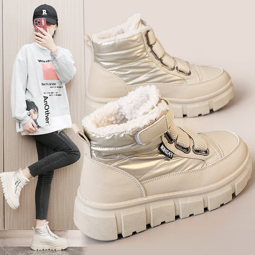 Damen Winterstiefel mit warmem Fleece-Futter und praktischen Klettverschlüssen EB