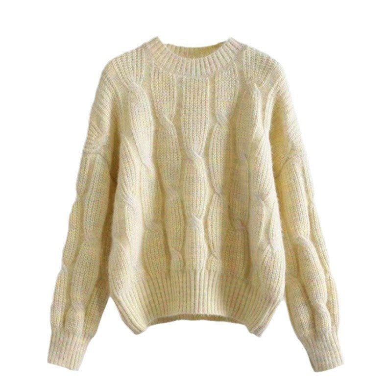 Damen Grobstrickpullover mit innovativem Wellenmuster EB