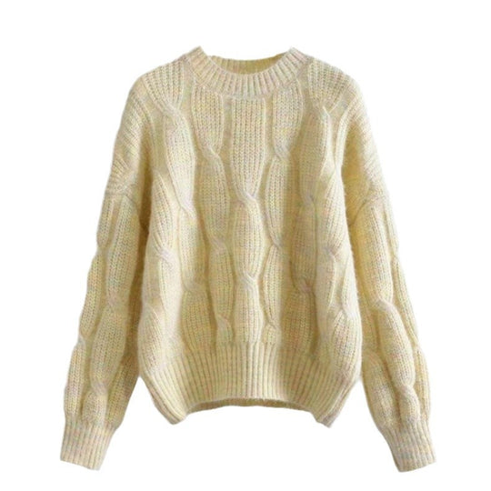 Damen Grobstrickpullover mit innovativem Wellenmuster EB