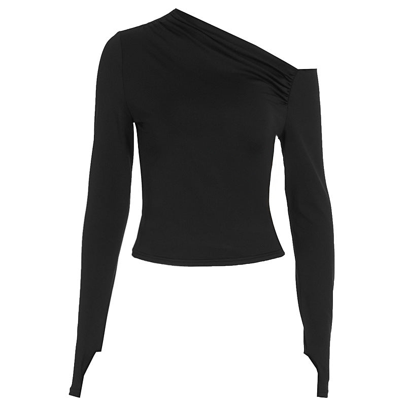 Damen Elegantes asymmetrisches Langarmoberteil EB