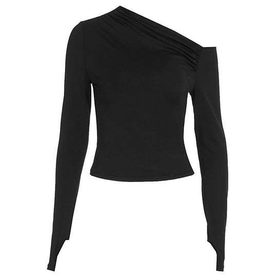 Damen Elegantes asymmetrisches Langarmoberteil EB