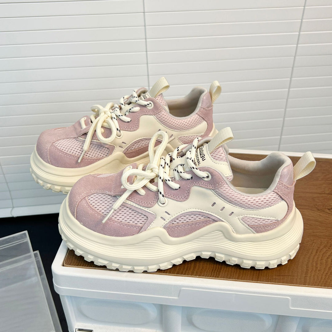 Damen Sportliche Chunky Sneakers mit atmungsaktivem Mesh und verstärktem Fersenbereich EB