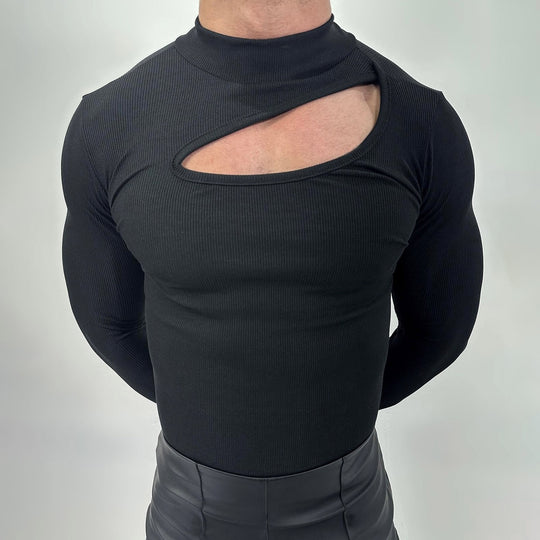 Herren Langarm Funktions-T-Shirt mit innovativem Ausschnitt und atmungsaktiven Eigenschaften EB