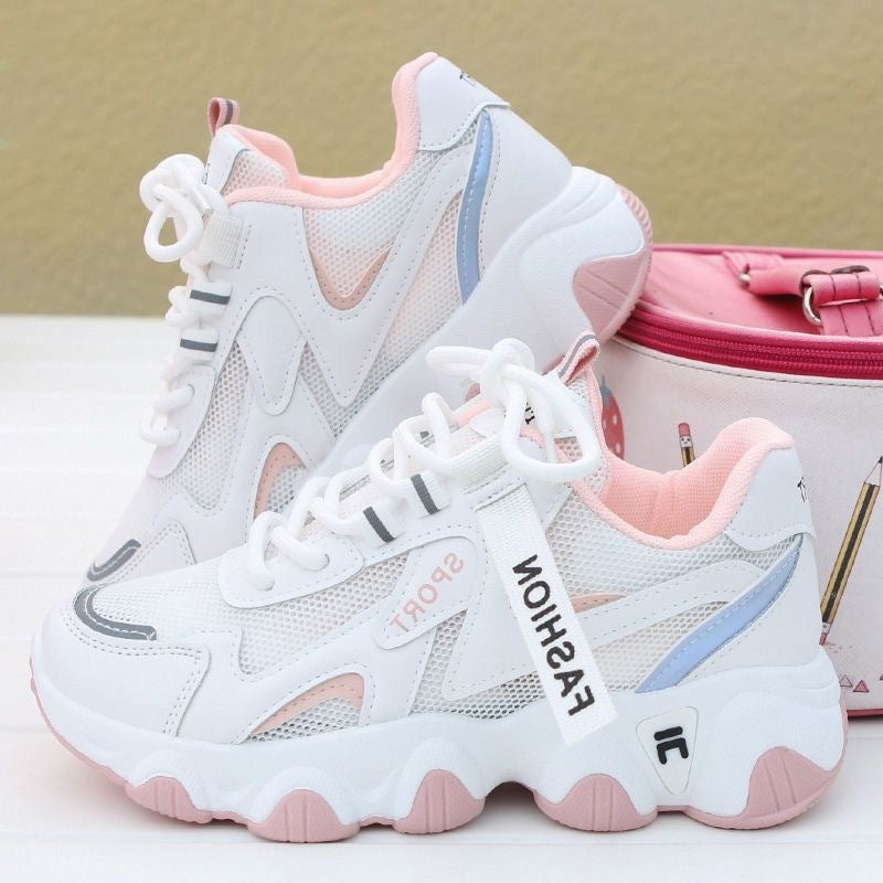 Damen sportive Lauf Sneakers mit atmungsaktiver Mesh-Oberfläche und gepolsterter Sohle EB