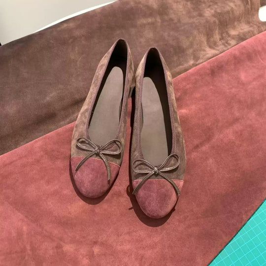 Damen Ballerinas mit dekorativem Schleifenakzent und hochwertiger Veloursleder-Oberfläche EB