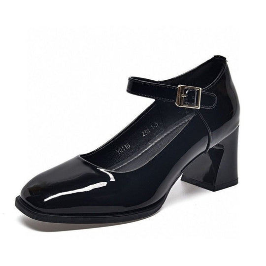 Damen Elegante Pumps mit verstellbarem Riemchen und breitem Blockabsatz EB