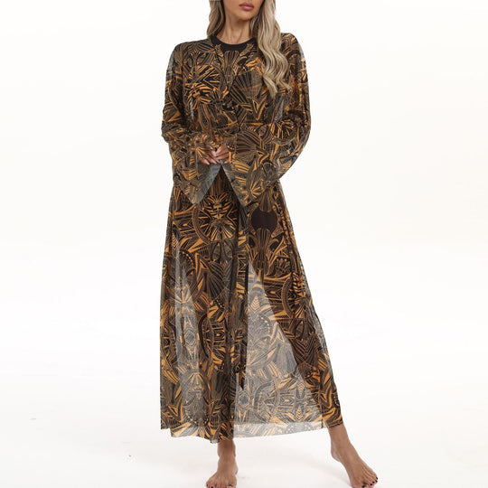 Damen eleganter Strandkimono mit floralem Muster EB