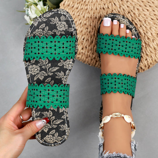 Damen Komfortable Slides mit modischen Cut-Out-Riemen EB