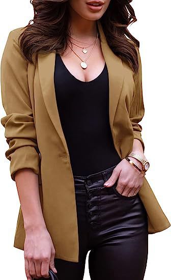 Damen modischer Blazer mit tailliertem Schnitt und schmalen Revers EB