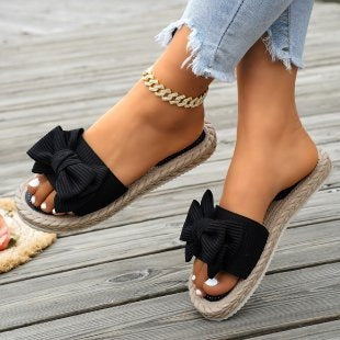 Damen modische Espadrilles mit dekorativem Schleifen-Detail EB