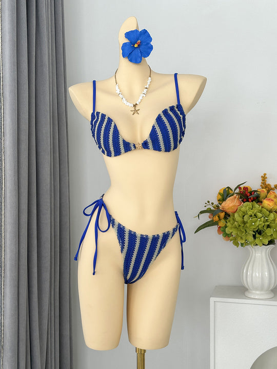 Damen Triangel-Bikini mit verspieltem Bindungsdesign EB