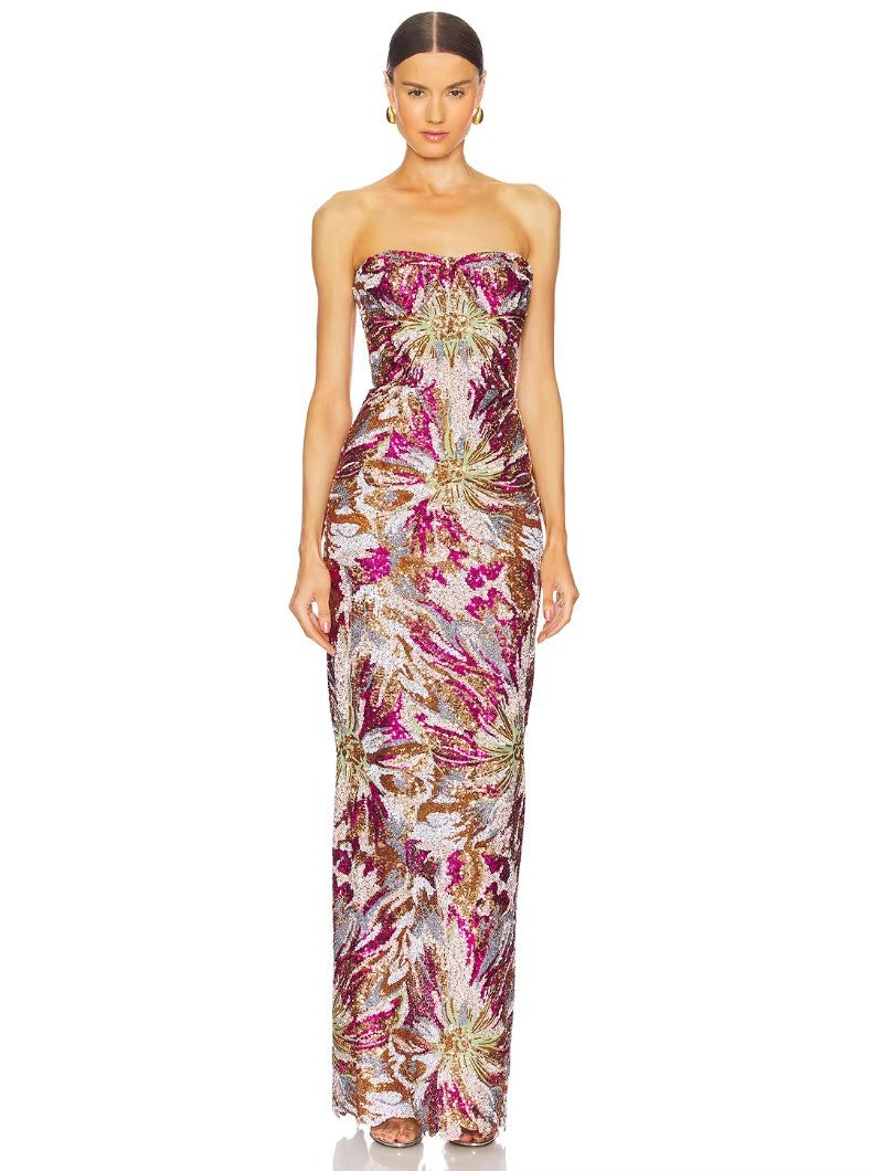 Damen Glamouröses Abendkleid mit schillernden Pailletten und taillierter Silhouette EB