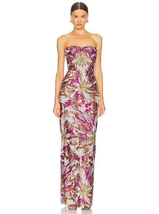 Damen Glamouröses Abendkleid mit schillernden Pailletten und taillierter Silhouette EB