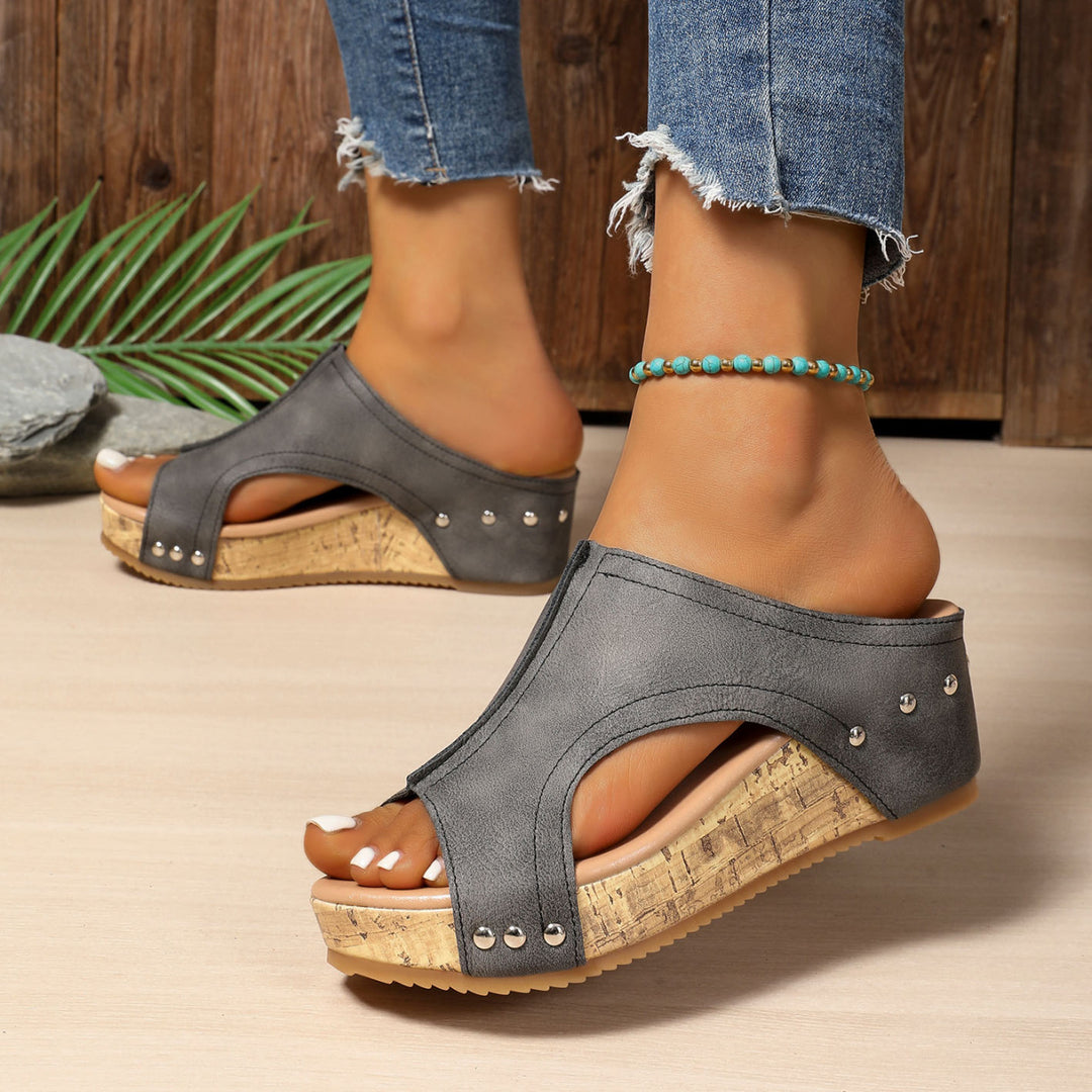 Damen Wedge-Sandaletten aus Kork mit stilvollen Einsätzen EB