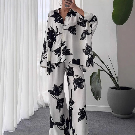 Damen Lässiges und elegantes Blusenset mit floralem Muster EB