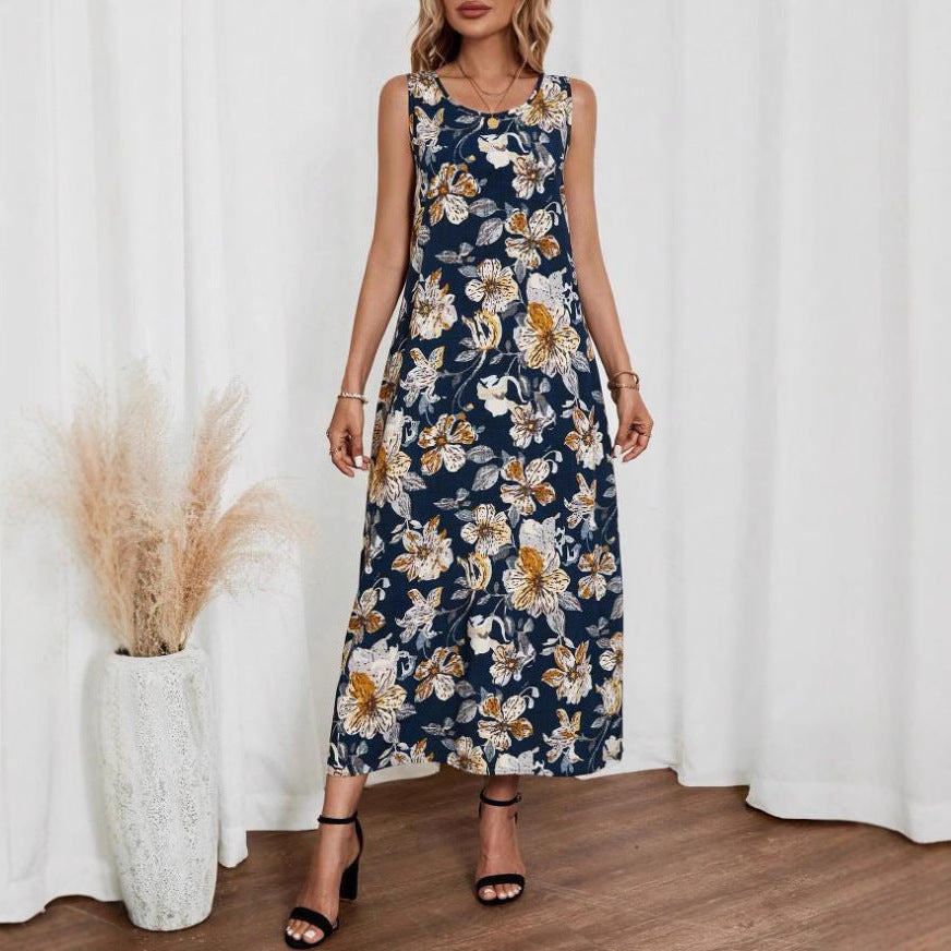 Damen Langes Sommerkleid mit floralem Muster und elegantem Schnitt EB