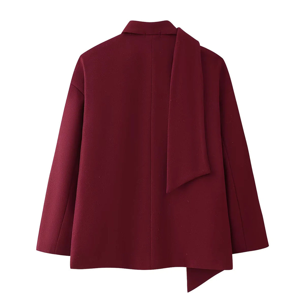 Damen elegante Blazerjacke mit abnehmbarem Schal EB
