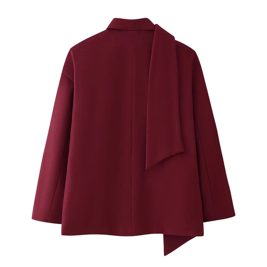 Damen elegante Blazerjacke mit abnehmbarem Schal EB
